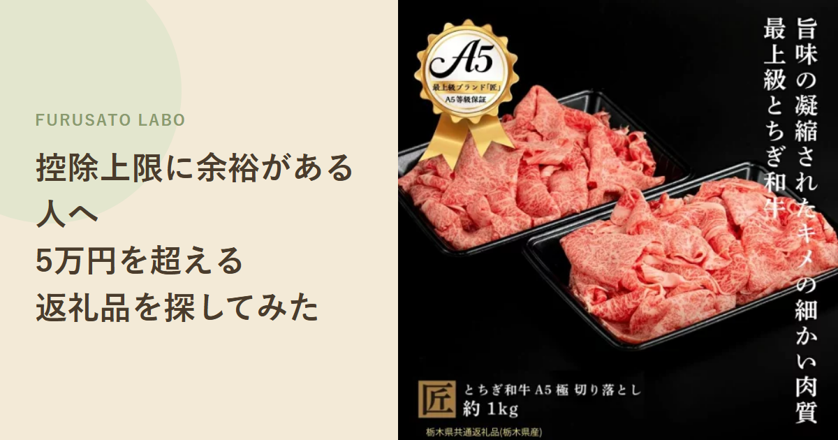 ふるさと納税、控除上限に余裕がある人向け。5万円を超える返礼品を探してみた