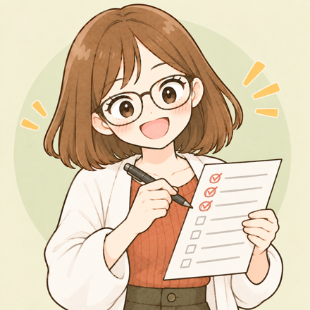 チェックリストを持つラボちゃん